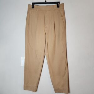 Everlane Drape Way High Pleated Tapered Pants Tan Size 8 Ash Brown